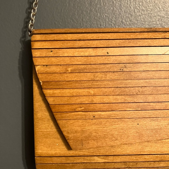 Vintage Style Inge Christopher Zena Wood Convertible Purse / Clutch - Picture 2 of 16